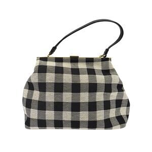Gingham Elegant Canvas Bag - Black & White